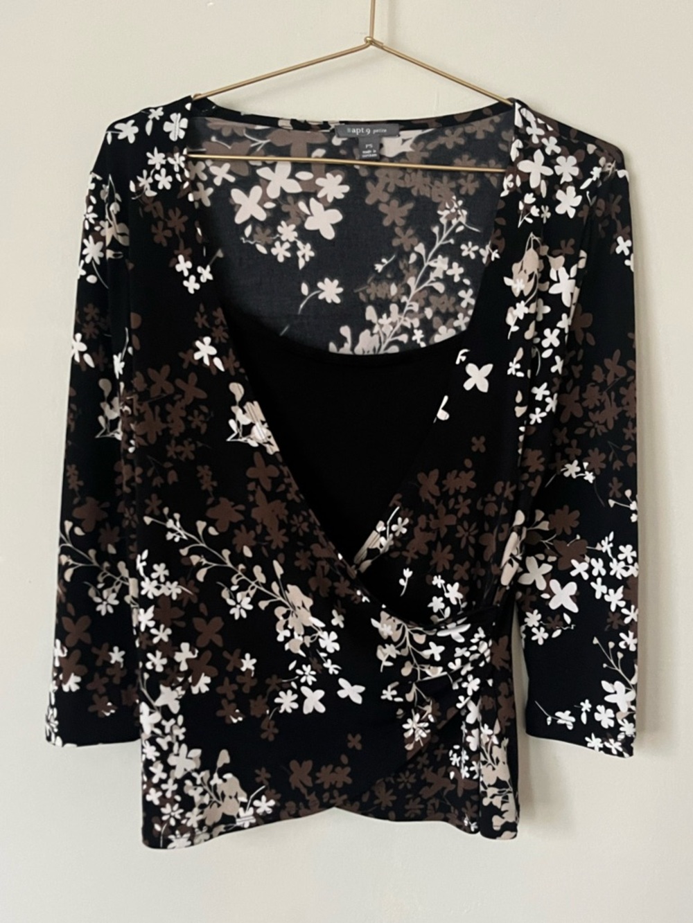 Apt. 9 Y2K babydoll punk dark Floral Wrap chunk Blouse size PS